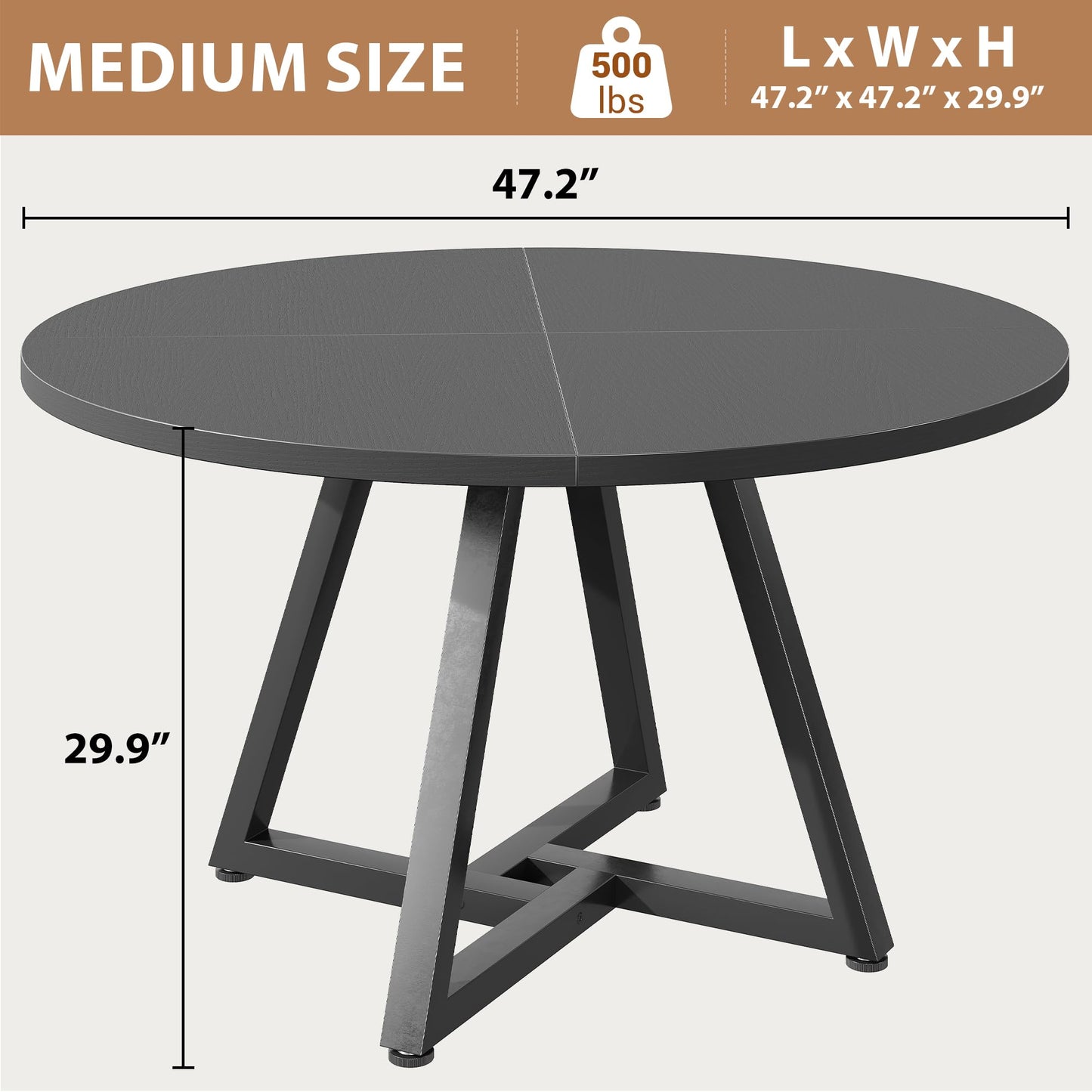 Jocoevol Round Dining Table Kitchen Dining Room Circle Dinner Pedestal Table for 4, Space Saving Wood Kitchen & Dining Room Furniture (Black)