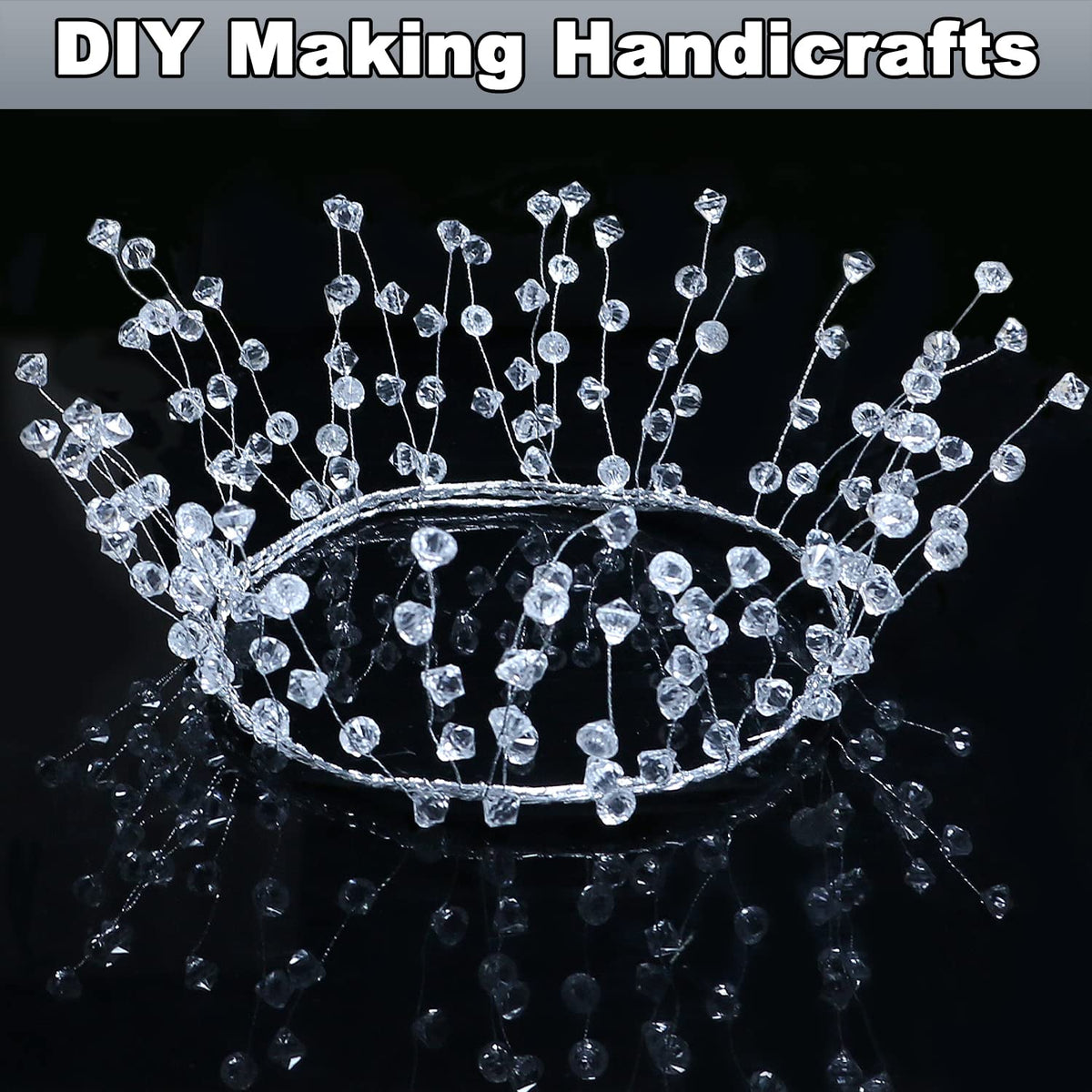 Jishi Christmas Garland 20 FT Crystal Diamond Ice Wire Clear Bead Garland for Christmas Tree Decorations Indoor Winter Wonderland Home Decor for Living Room Bedroom Fireplace Mantle Mantel, Wreath DIY