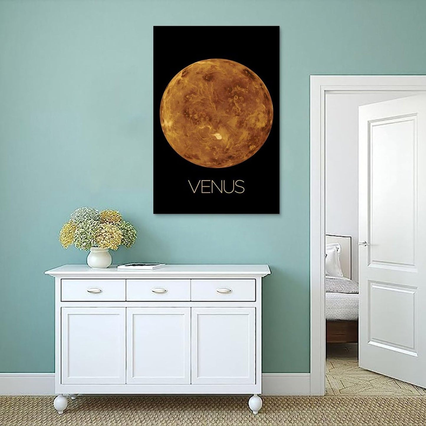 XIAOLOUTINYU Solar System Canvas Wall Art - Venus Planet Space Poster for Kids Room Bedroom Classroom, STEM Educational Astronomy Decor, Science Gift for Boys Girls Teens, 16x24 Inch Unframed
