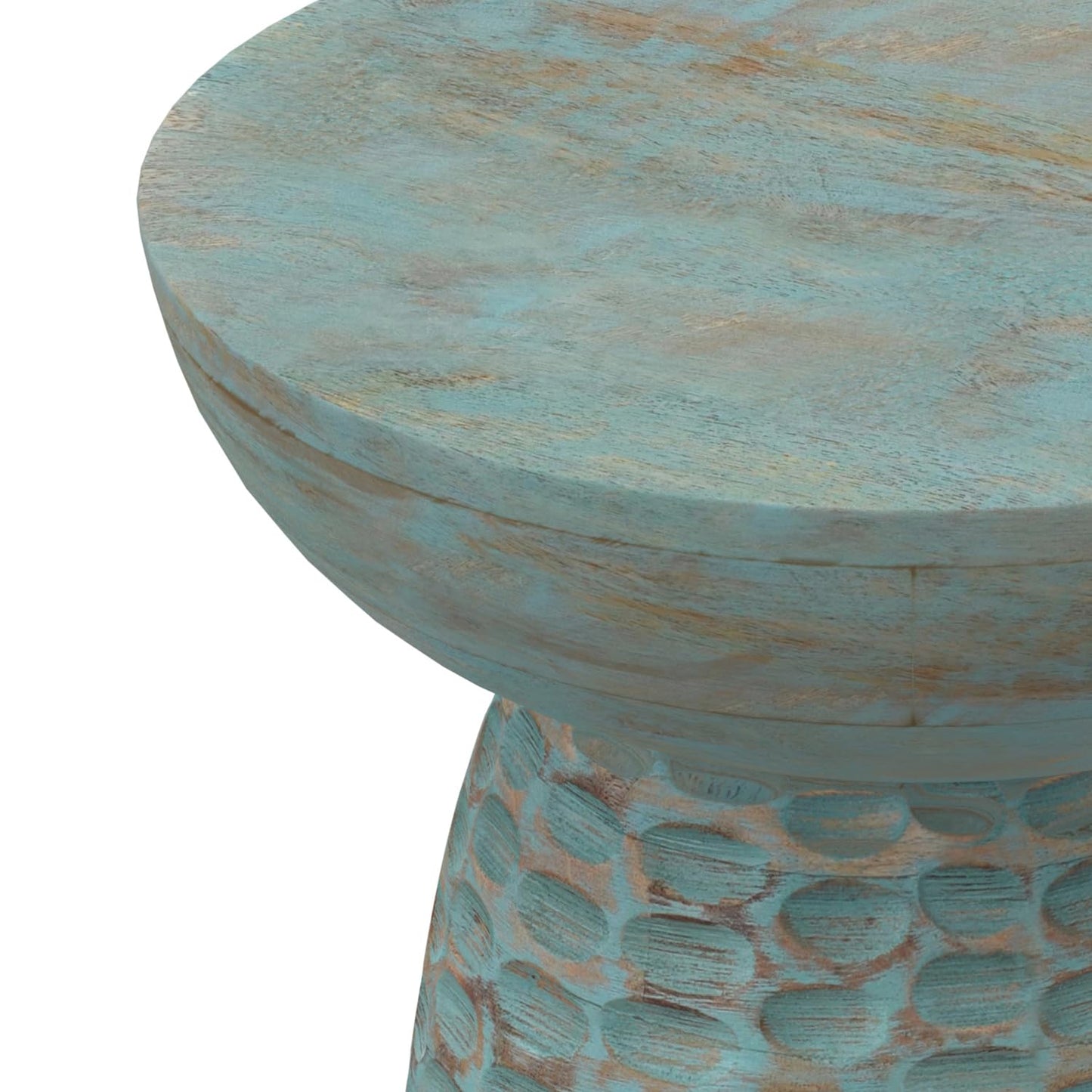 SIMPLIHOME Boyd End Table - 13" Wide x 18" High Solid Mango Wood Round Accent Table in Teal Wash, Handcrafted Contemporary Nightstand or Lamp Stand for Living Room, Bedroom, or Office, Assembled