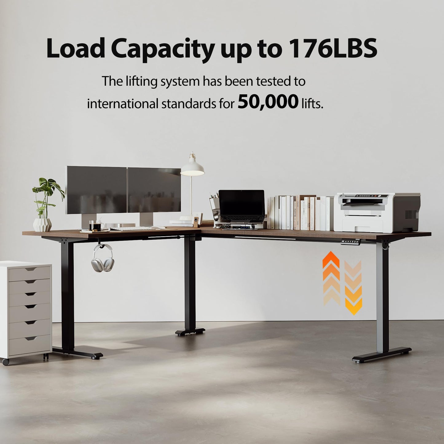 Agilestic L-Shaped Standing Desk Adjustable Height, Electric Corner Standing Desk, Sit Stand Up Desk, 75x61 inch Sit Stand Computer Table, Dark Walnut