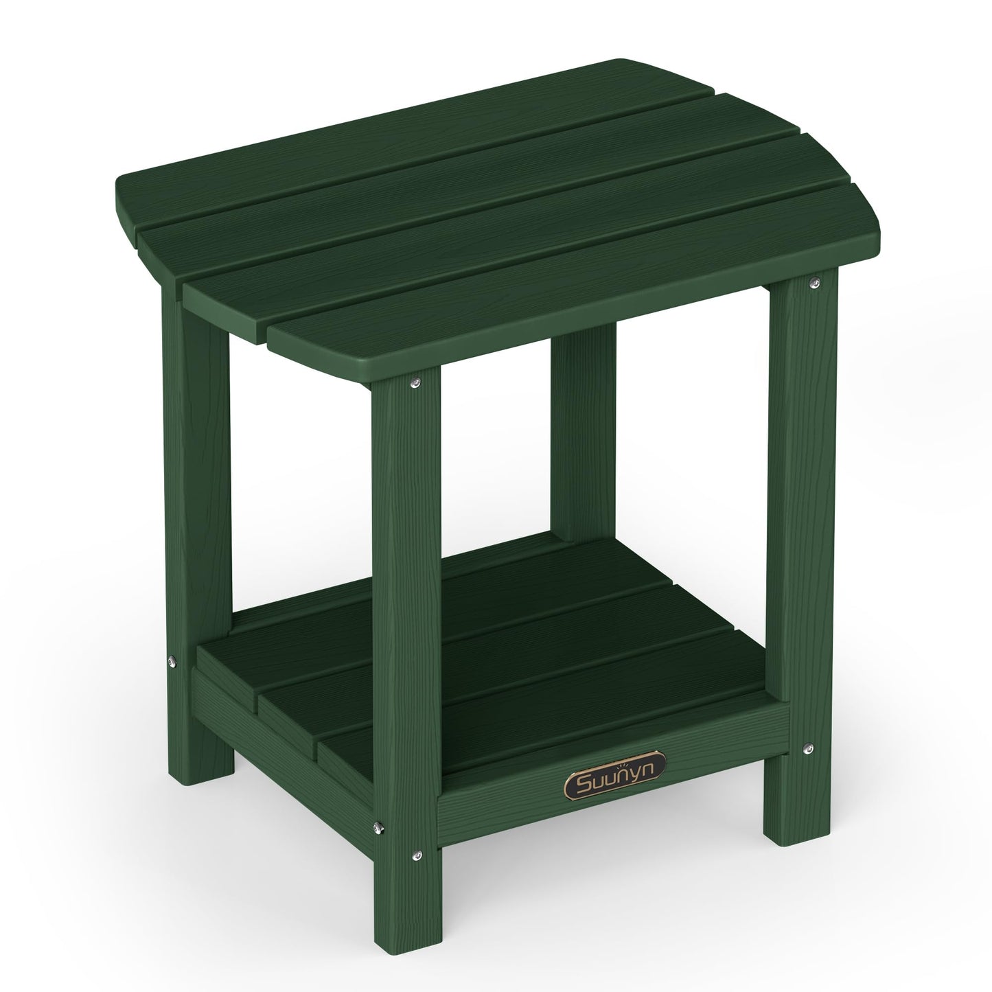 SUUNYN Outdoor Side Table, 2-Tier HDPE Small Outdoor Table, Adirondack Side Tables, Outside End Tables for Patio, Porch, Deck, Pool, Weather Resistant (Green)