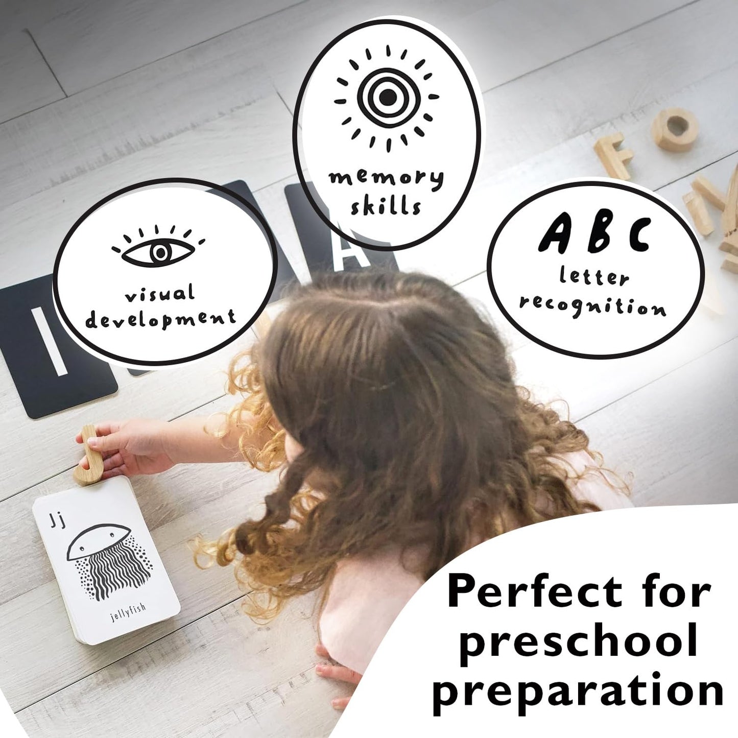 Wee Gallery High Contrast Alphabet Cards Letter Flash Cards, ABC Flashcards for Toddlers, Preschool Large Alphabet Flash Cards