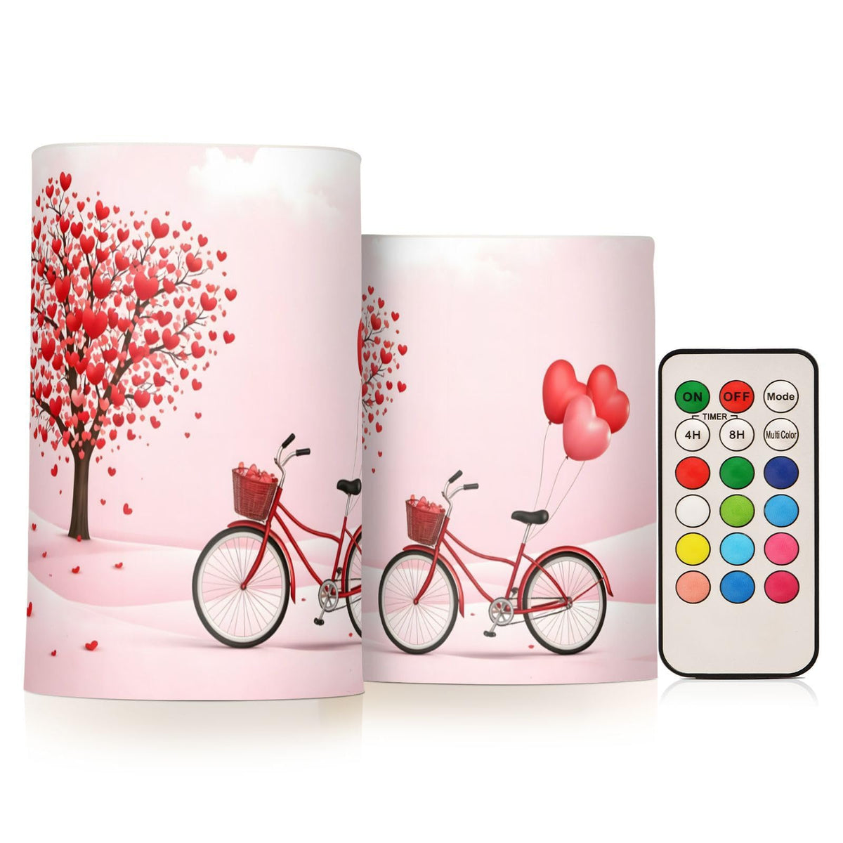 ALAZA Pink Heart Shaped Tree Flickering Flameless Candles Battery Operated with Remote Timer,Tea Light Candles LED Pillar Votive Candles Set of 2 for Outdoor Indoor Decorations