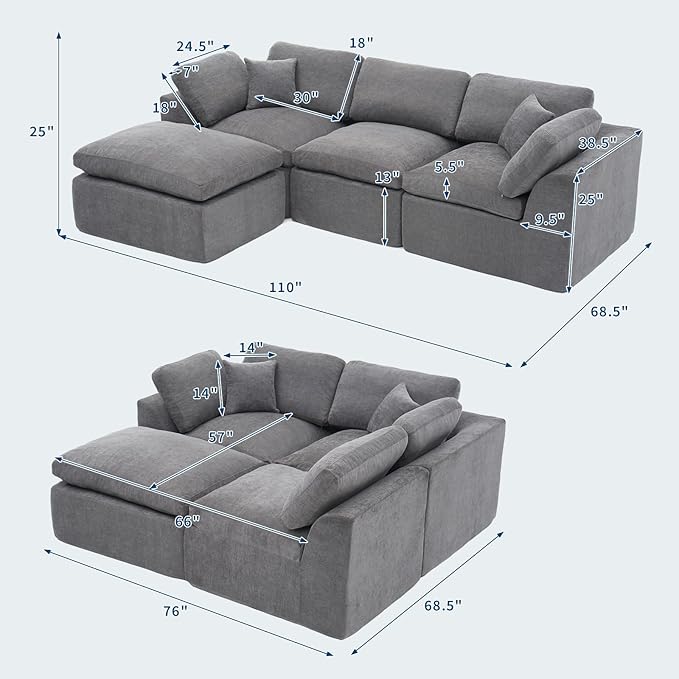 Garvee Modular Sectional Sofa, Sectional Couches