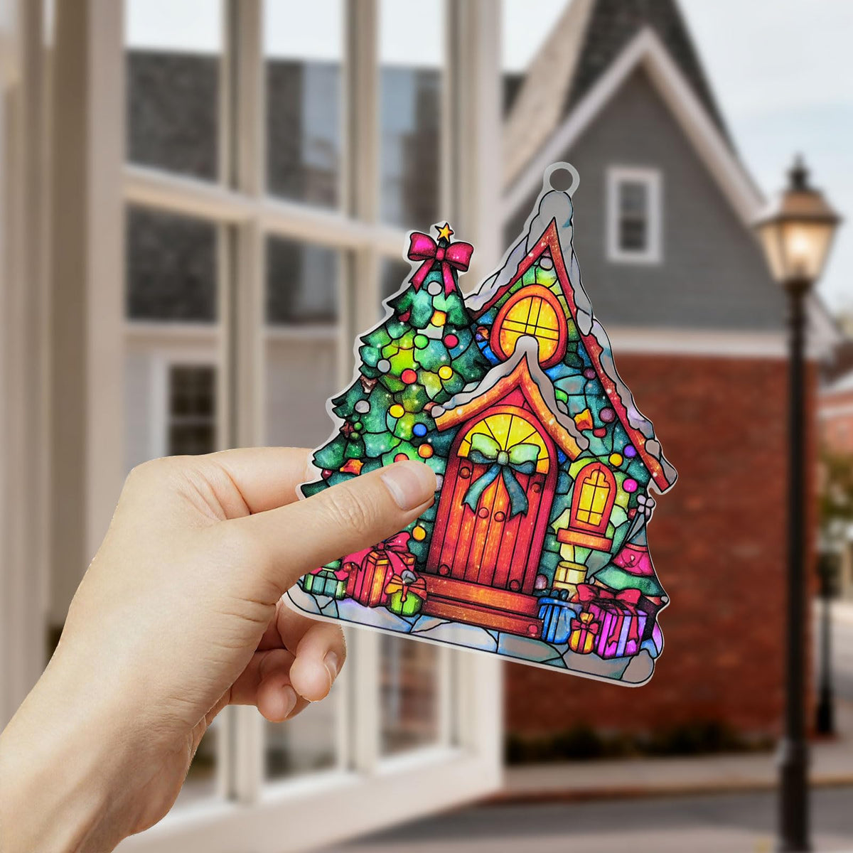 Christmas Tree Ornament Acrylic Suncatcher Window Hanging Wall Decor for Indoor Outdoor Doors Home