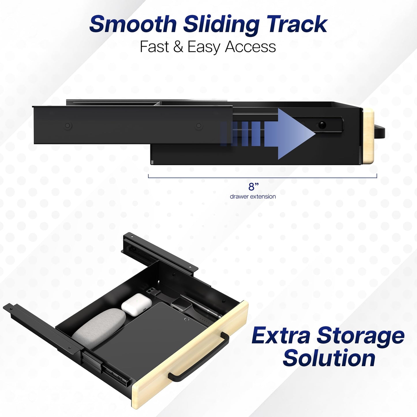 VIVO Under Desk Mounted Sliding Pull-out Drawer for Office Desk, Pull Handle, Storage Organizer for Sit Stand Workstation, DESK-DR1H-C