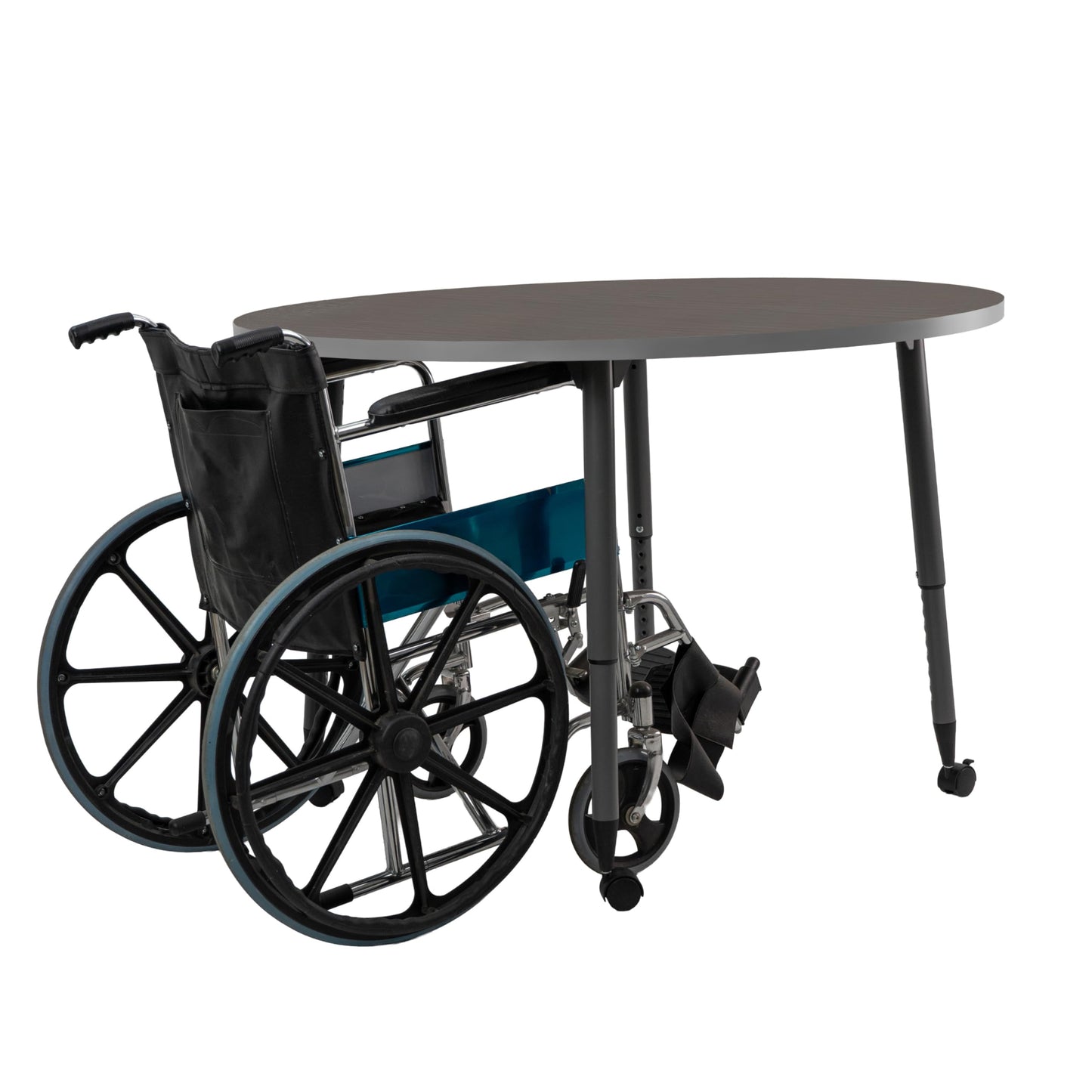 Adapte Commercial Classroom Activity Table - 48" Round, ADA Compliant Tapered Legs with Glides & Casters, Adjustable Height 22-34" Wheelchair Accessible, School & Office Furniture