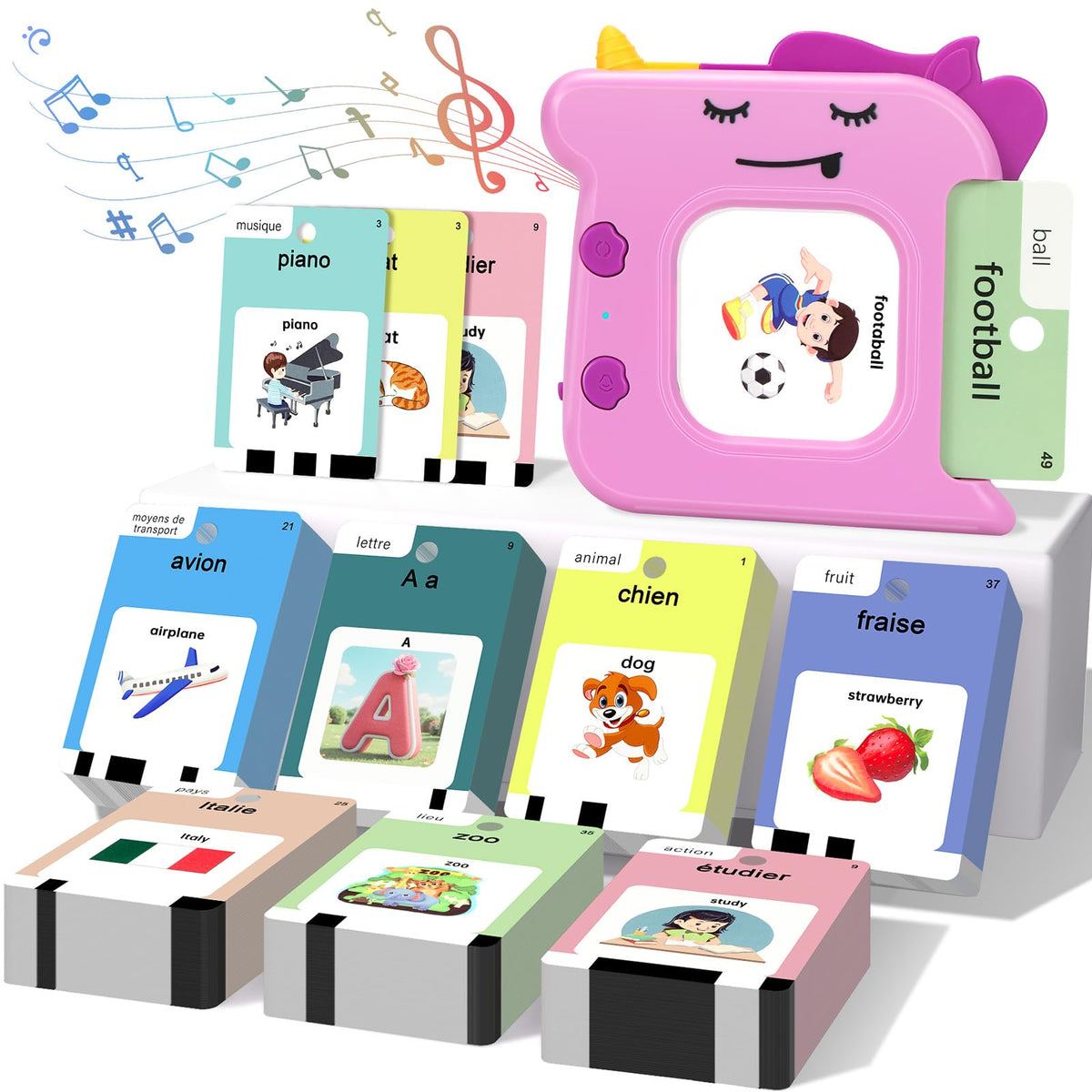 French and English Talking Flash Cards for Toddlers 1 2 3 4 5 6 Year Olds, 420 Sight Words, Montessori Learning Toys, Pocket Speech Therapy Toys, Sensory Preschool Educational Birthday
