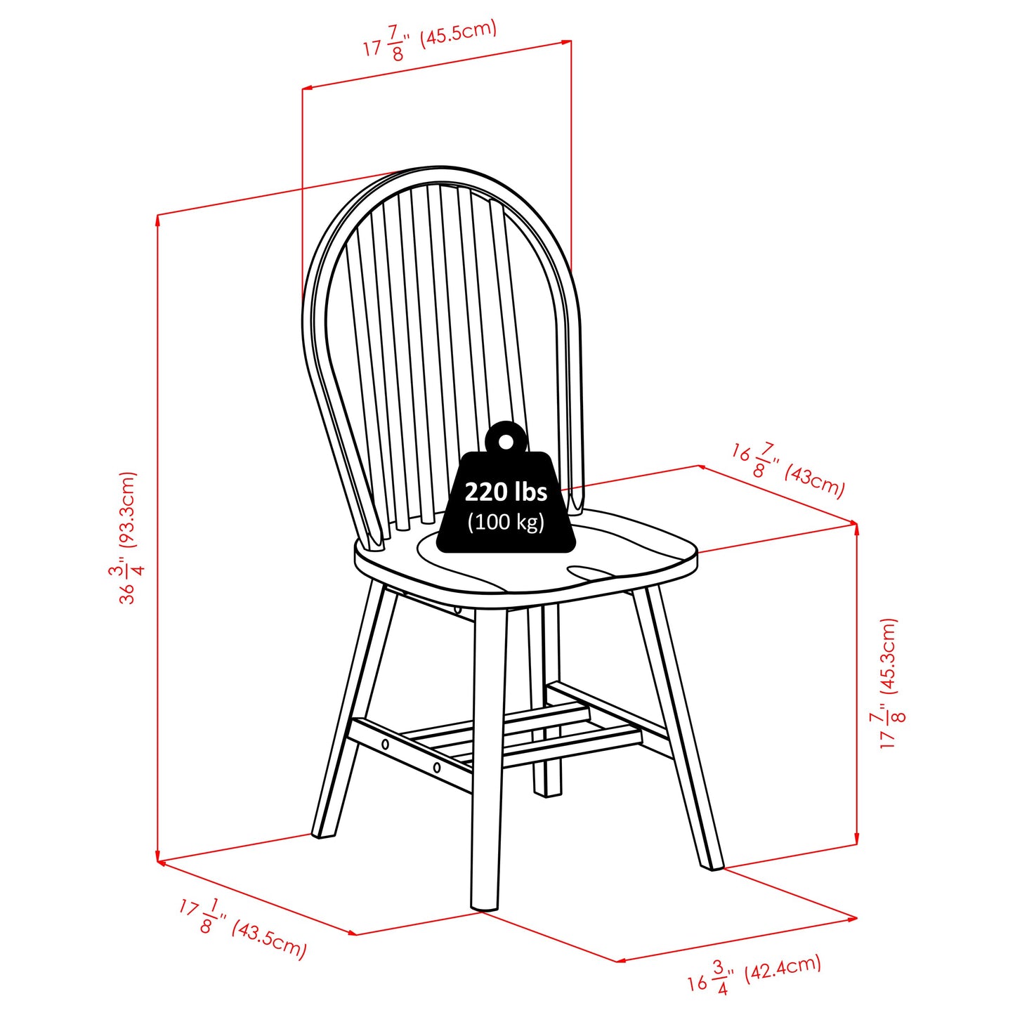 Winsome Windsor 2-Piece Chair Set in Natural/White, Classic Ladder Backed Kitchen & Dining Room Chairs, Simple & Elegant Home Seating Solution, Great for Office, Hallway, Bedroom