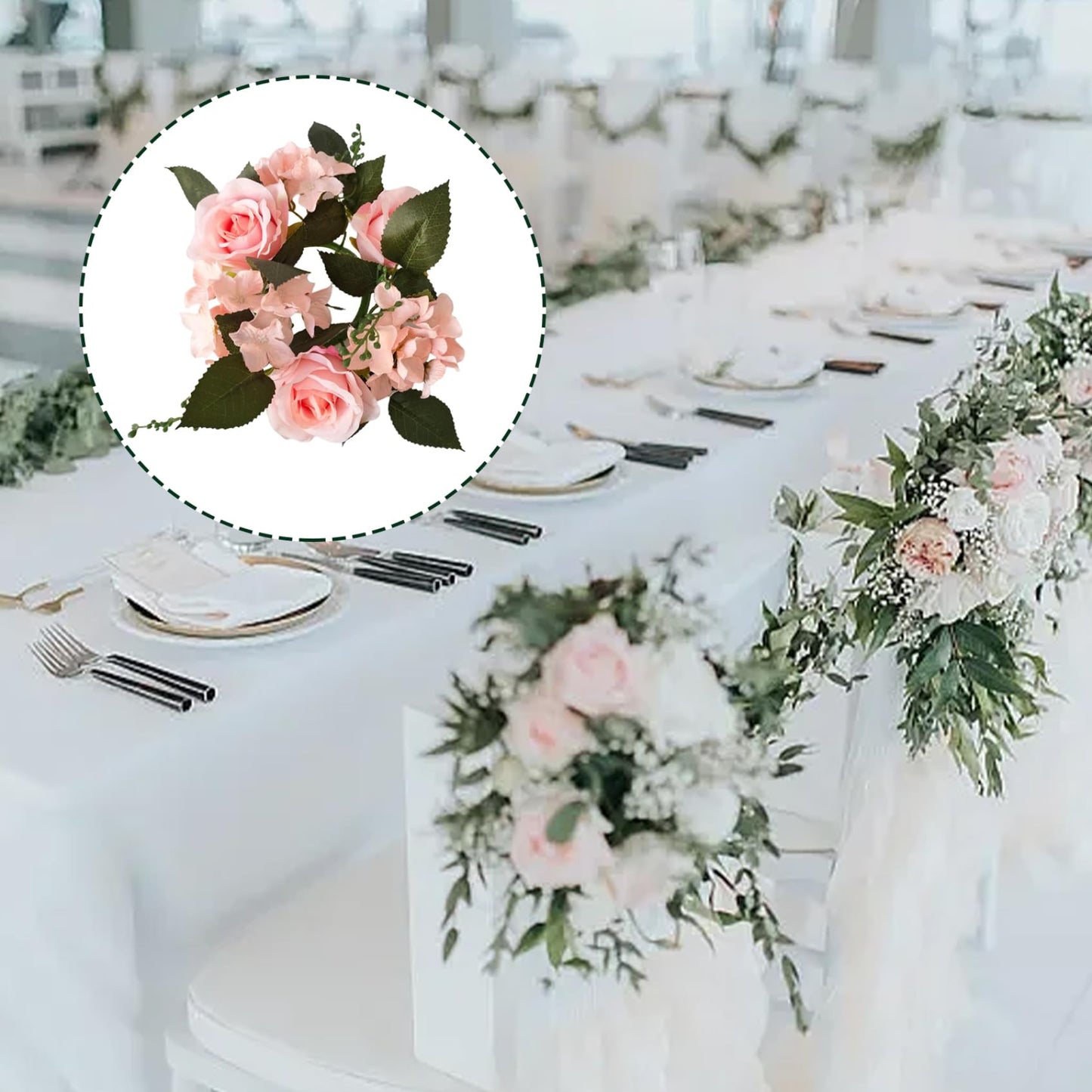 Comebachome Candle Rings Wreaths, 4inch Artificial Rose Candle Wreath Rings, Decorative Candle Floral Wreaths Desk Decorations for Wedding Dining Table Decor(Pink), Standard, Style 2