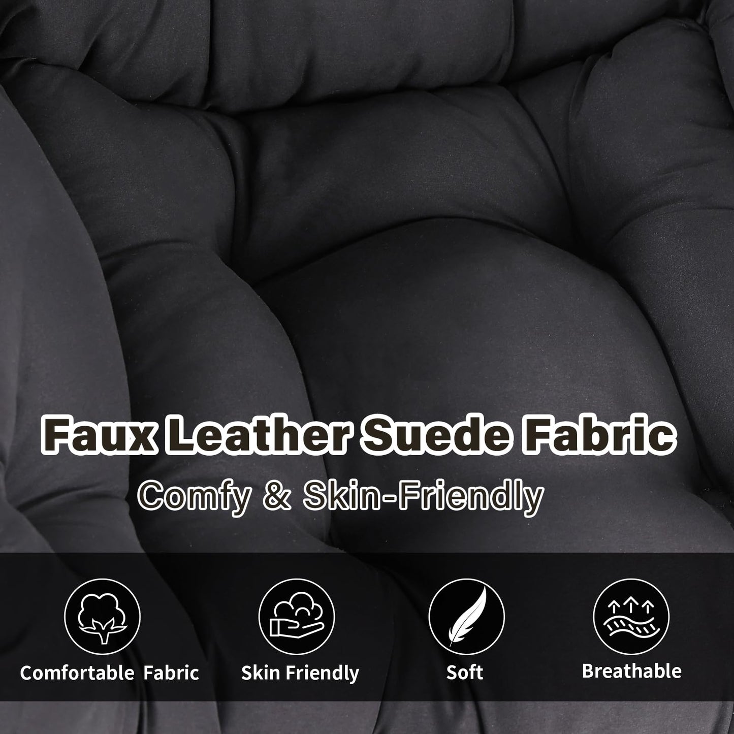 SESHINELL Lazy Chair with Ottoman, Modern Accent Chair Contemporary Lounge Leisure Sofa Chair with Armrests, Reading Chair and Folding Footstool Set for Living Room, Bedroom, Office, Black