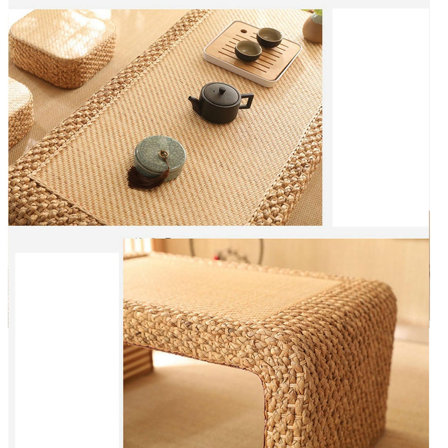 GLDGJMZ Japanese Style Rattan Tea Table Coffee Tables Contemporary Small Tea Table Bay Window Table Home Bedroom Low Table 100 * 50 * 38CM