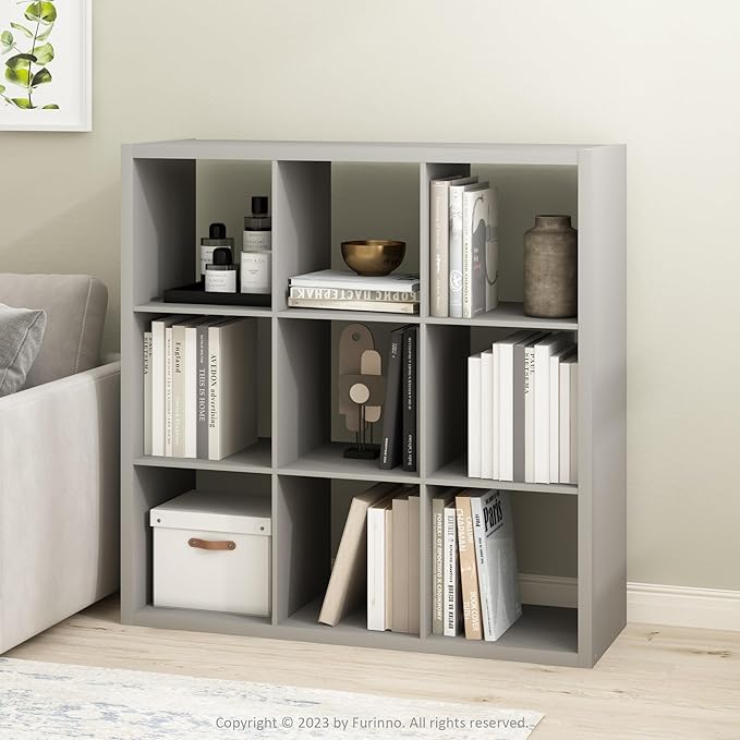 Furinno Cubicle Open Back Decorative Cube Storage Organizer, Light Grey