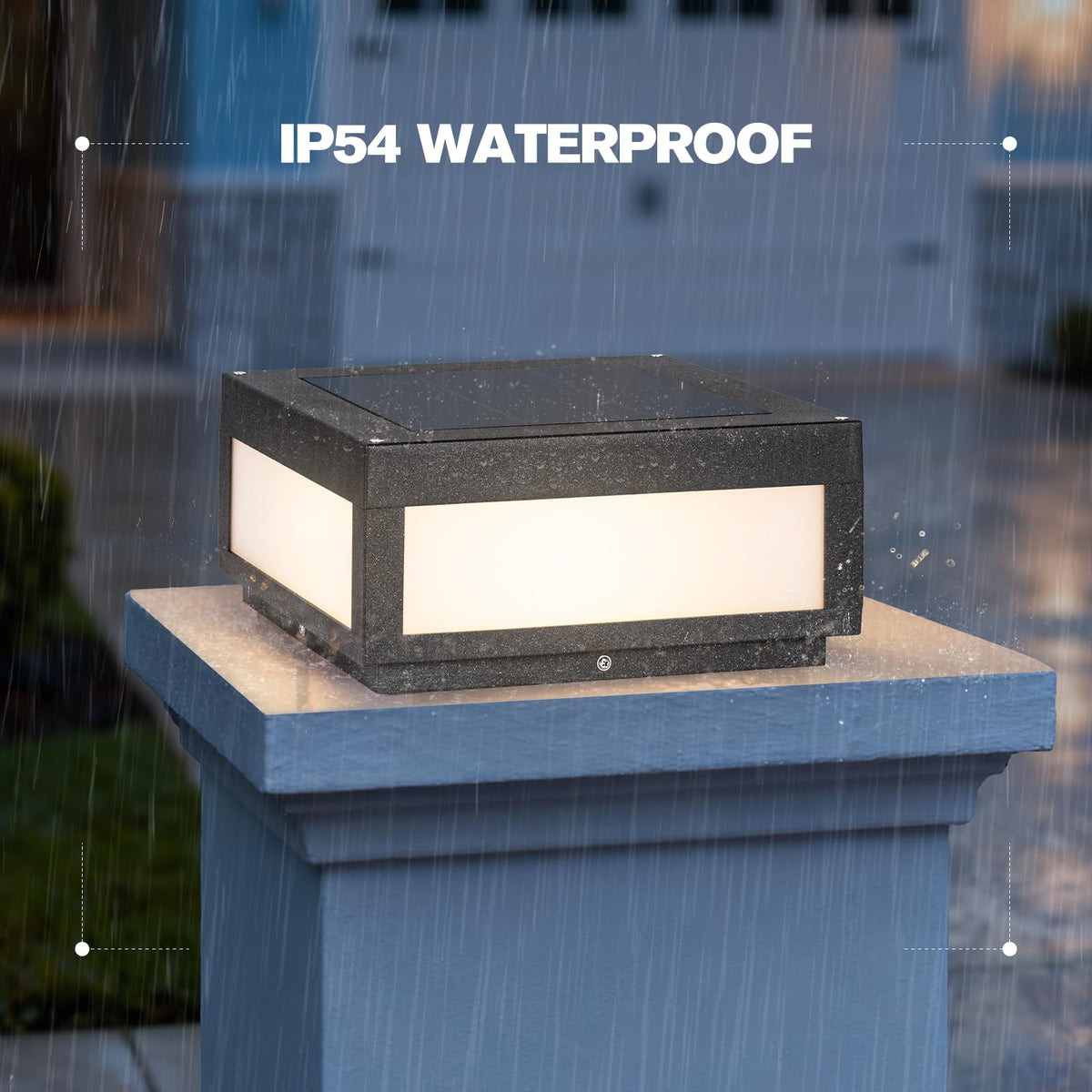 Smplhavn 11.81" Solar Post Lights, IP54 Waterproof Solar Pillar Lights Outdoor, 3000K LED Outdoor Lamp Post Light, Dusk to Dawn Column Lighting for Posts Fence Outside Entrance Yard Driveway