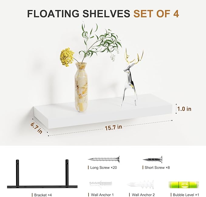 Bellsal Floating Shelves for Wall, Living Room, Bathroom Storage, Book Shelf