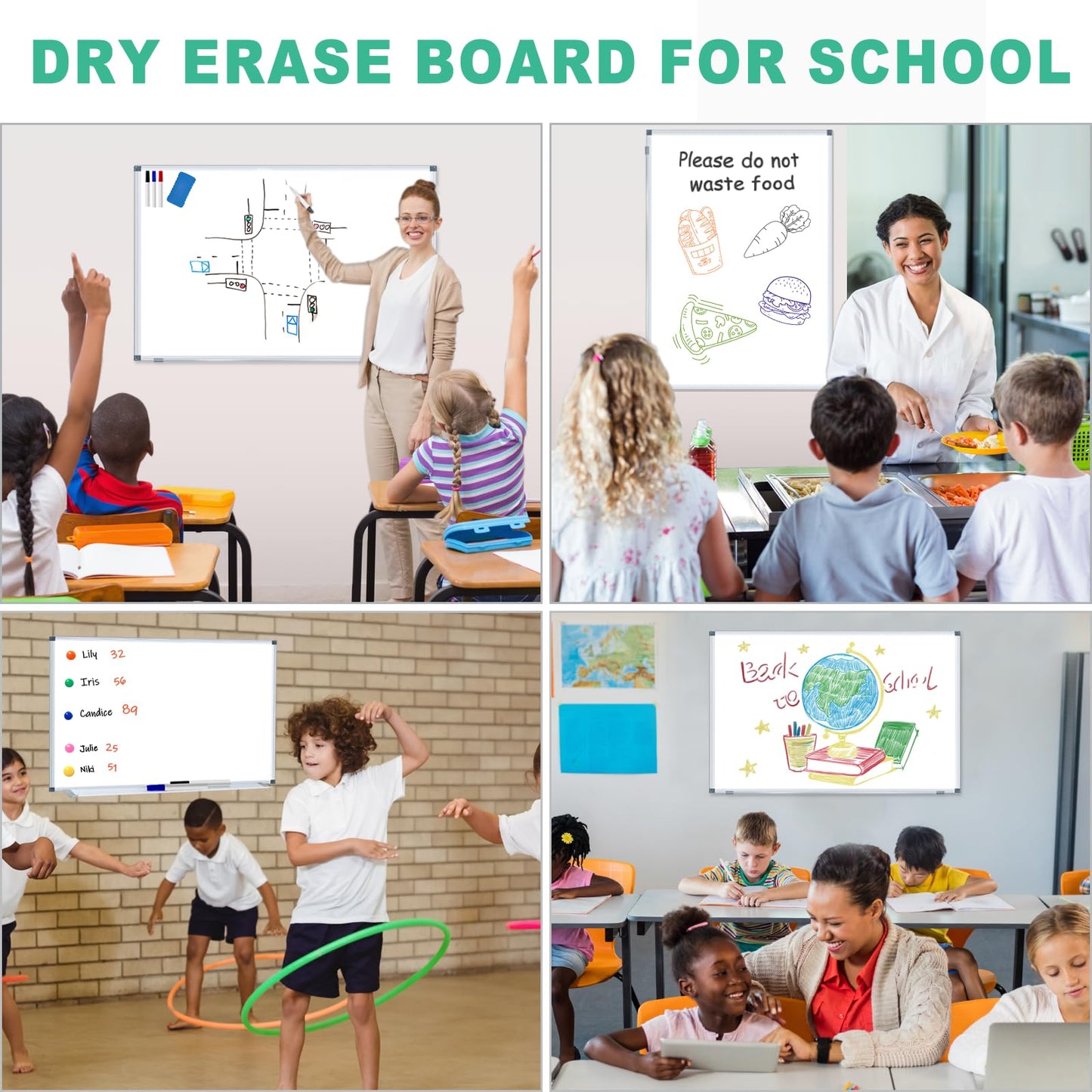 H-Qprobd 3' x 2' Whiteboard Dry Erase White Board for Wall 36x24 (2pcs) Magnetic Boards for Office Classroom & Home, Small Wall Whiteboard Including 6 Markers, 20 Magnets, 2 Erasers