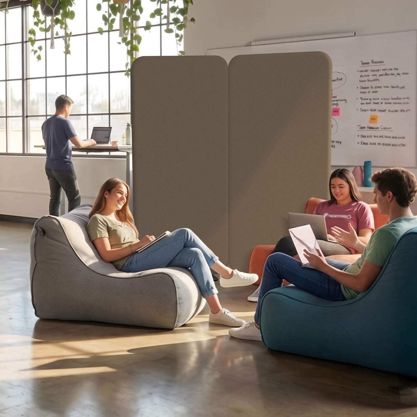 DECOLAB Standing Room Partition, Space Privacy Divider, Portable Wall Panel for Studio Apartment, Office, Home, Classroom, Scratch Resistance, 29"x65", Taupe
