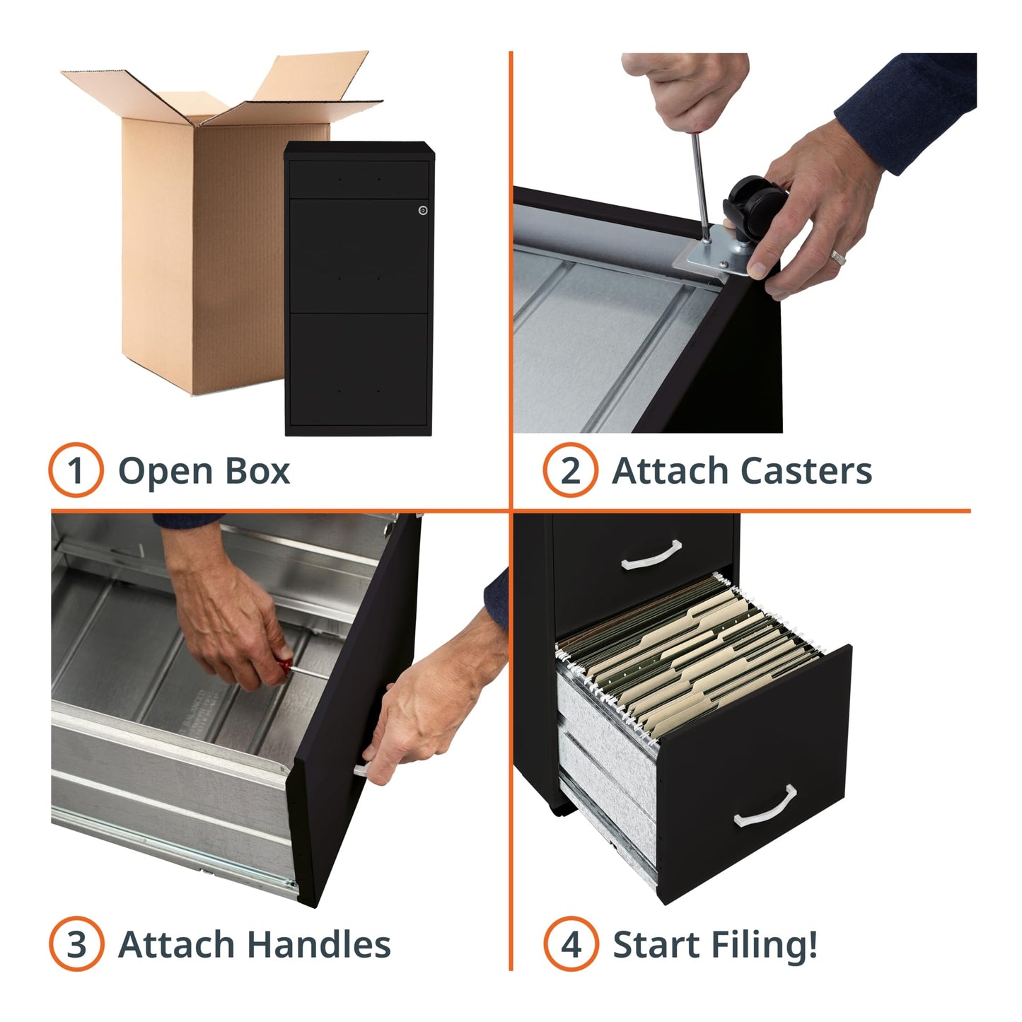 Lorell NuSparc Mobile 3 Drawer Locking Filing Cabinet | Pre-Assembled Steel Construction | Space-Saving Design is Perfect for Home and Small Office | Letter-Size | Assembled in North America