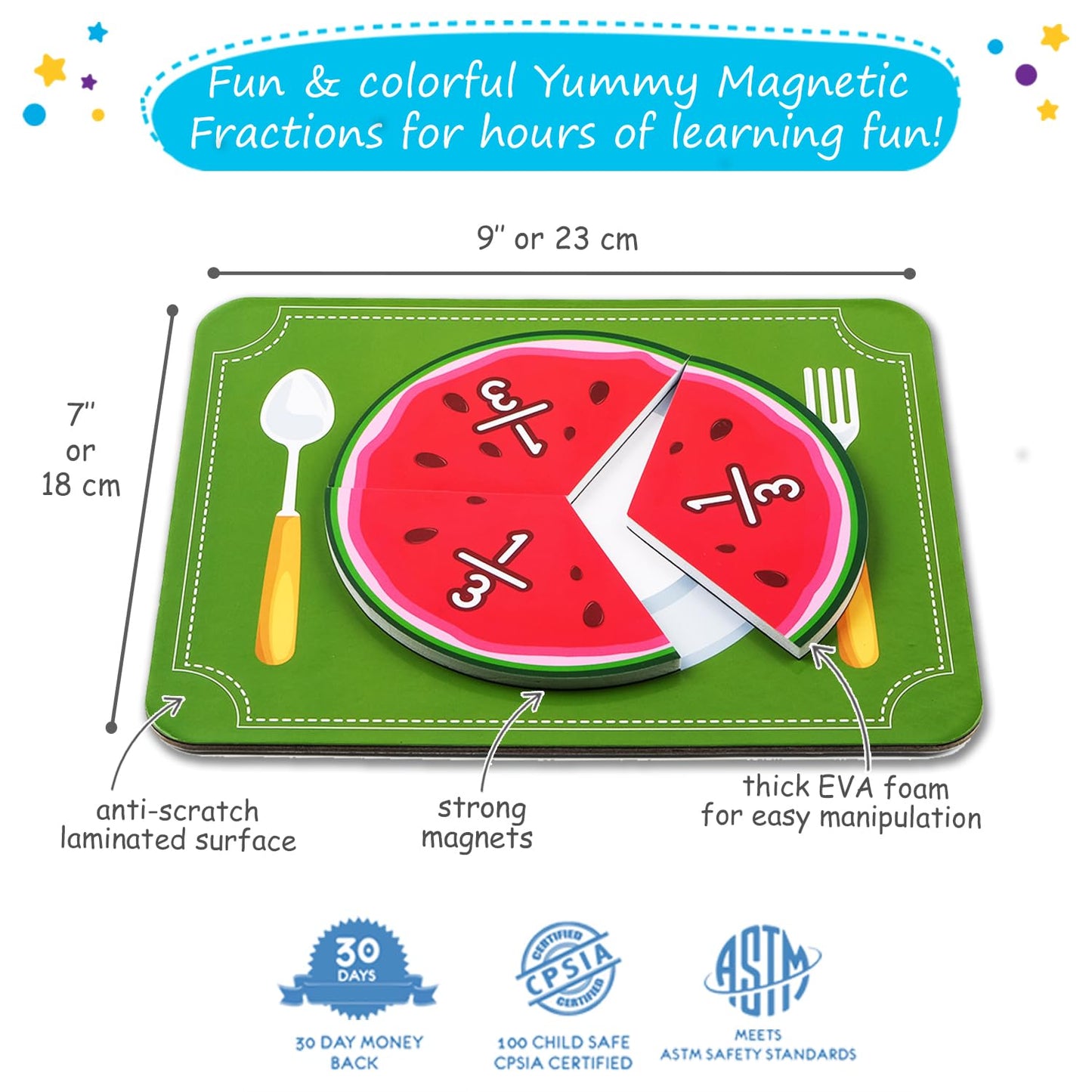 Simply Magic 166 PCS Magnetic Fraction Tiles and Circles & 112 PCS Yummy Magnetic Fractions