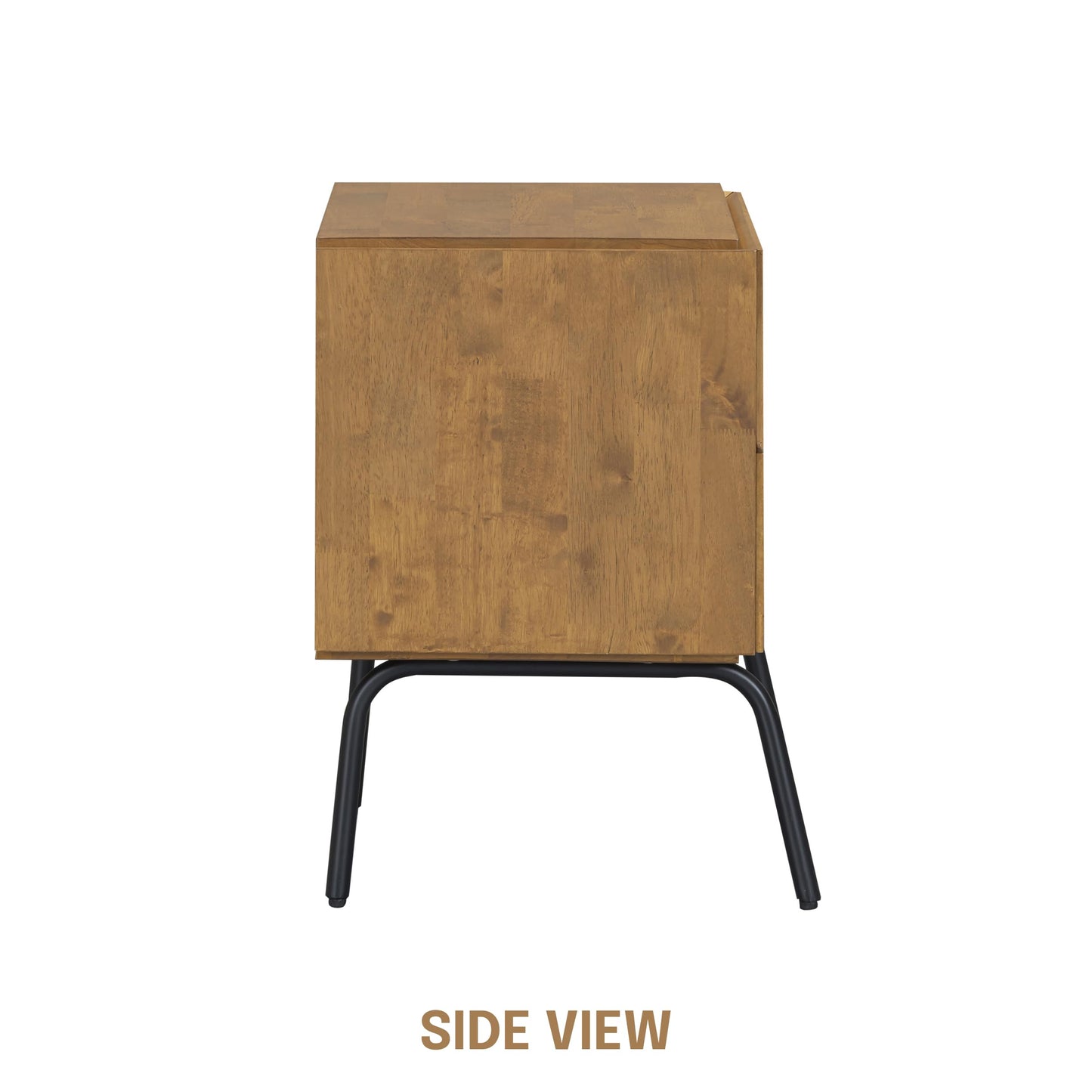 NTC Solid Oak Drawer Face Lulu Nightstand with Natural Rattan Drawer, Mid-Century Side Table for Bedroom, Bedside Furniture, End Table – Waterproof, Heat Resistant, Easy to Assemble, Teak Look