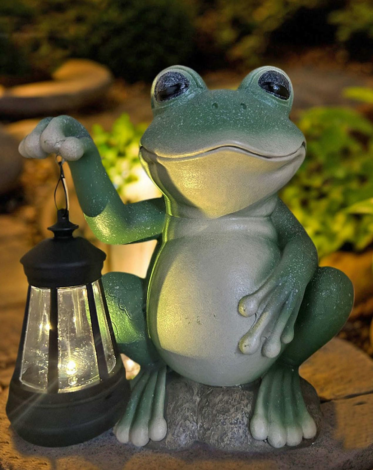 YODY Solar Garden Statues Outdoor Decor- Yard Decorations for Patio, Balcony, Backyard, Lawn Ornaments - Frog Figurines with LED Light- Unique Birthday House Warming Gifts for Women, Mom, Dad