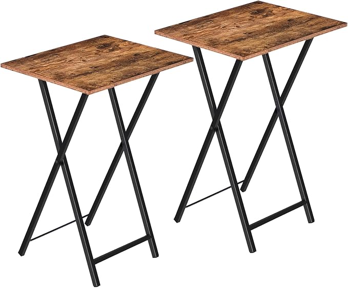 HOOBRO Folding TV Tray Tables, Industrial Snack Tables