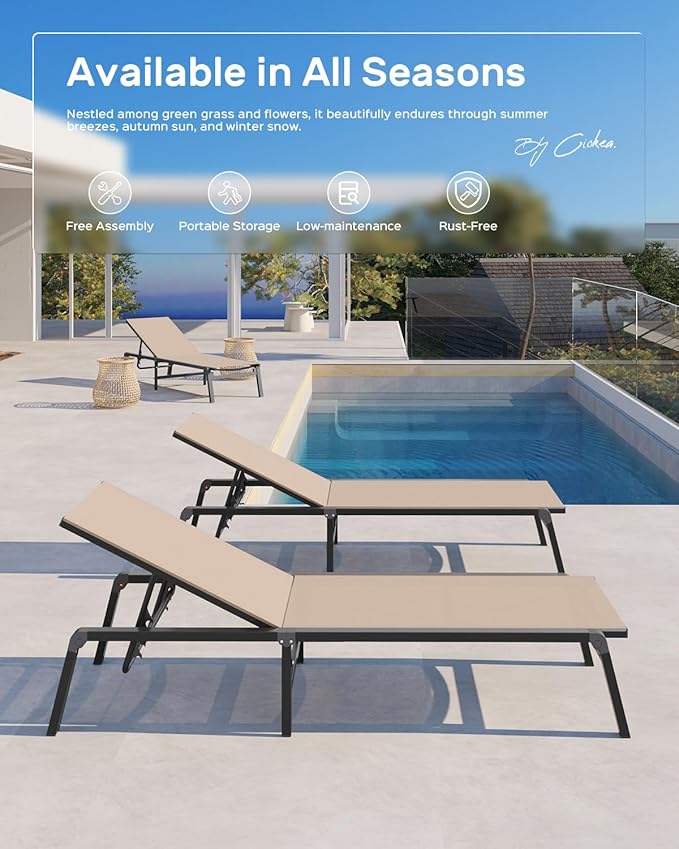 Patio Chaise Lounge Chair, Foldable Lounge Chair