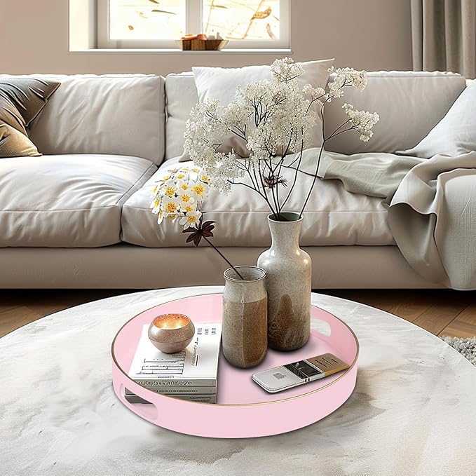 MAONAME 13" Round Tray, Modern Decorative Trays