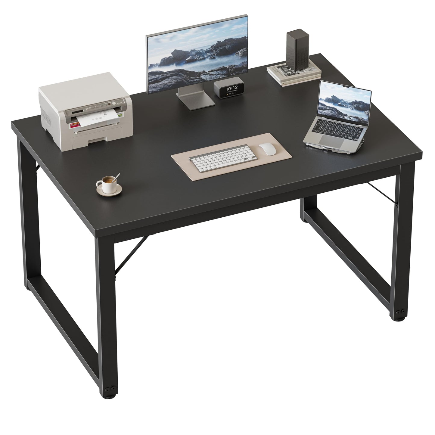 Mericonia 40 Inch Computer Desk, 1" Thick Modern Simple Study Writing Table, Heavy Duty Industrial Office Desk for Home Bedroom Workstation, Black