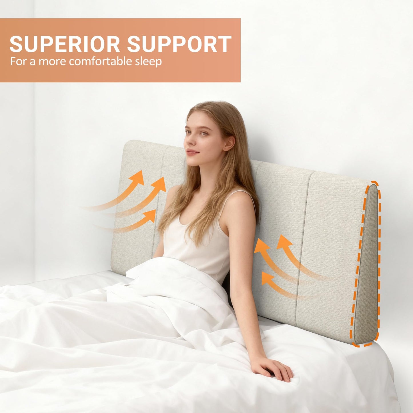 Liiwepo Twin Size Headboard Only-No Assembly, Upholstered Headboard Twin Size Linen Fabric Modern Style Headboards Extra-Thick, Beige