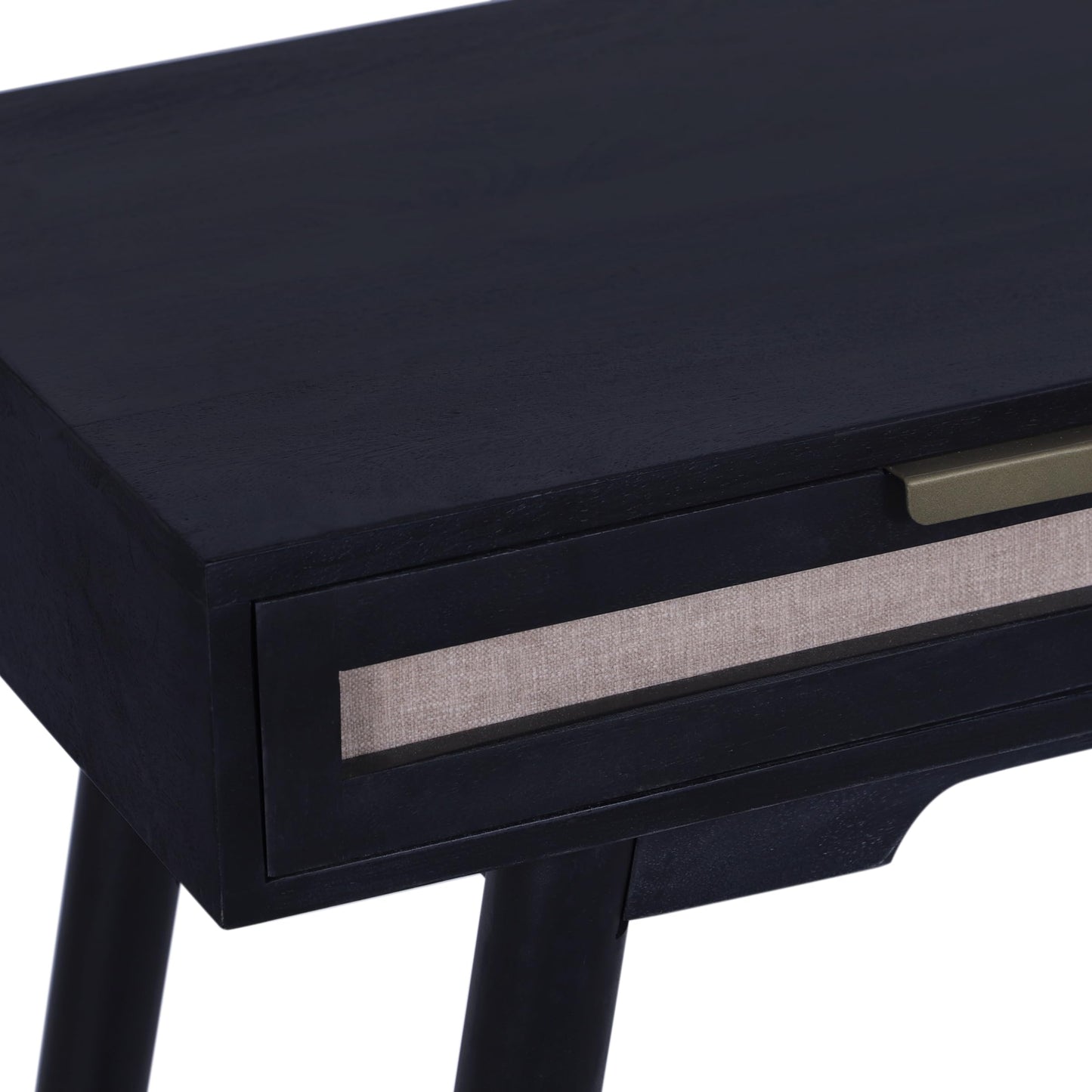 Casartis Living Mid-Century Modern Linen 2-Drawer Desk (Black)