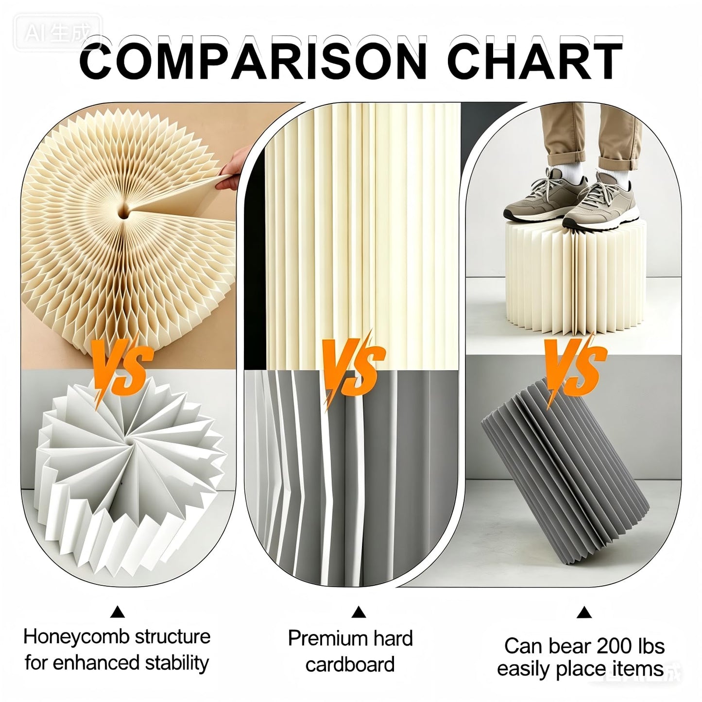 GUYARO Cylinder Stands for Party 5Pcs Round Pedestal Stand Foldable Cardboard Columns Cylinder Tables for Parties Baby Shower Birthday Wedding Pillars Display Decoration (White,5PCS)