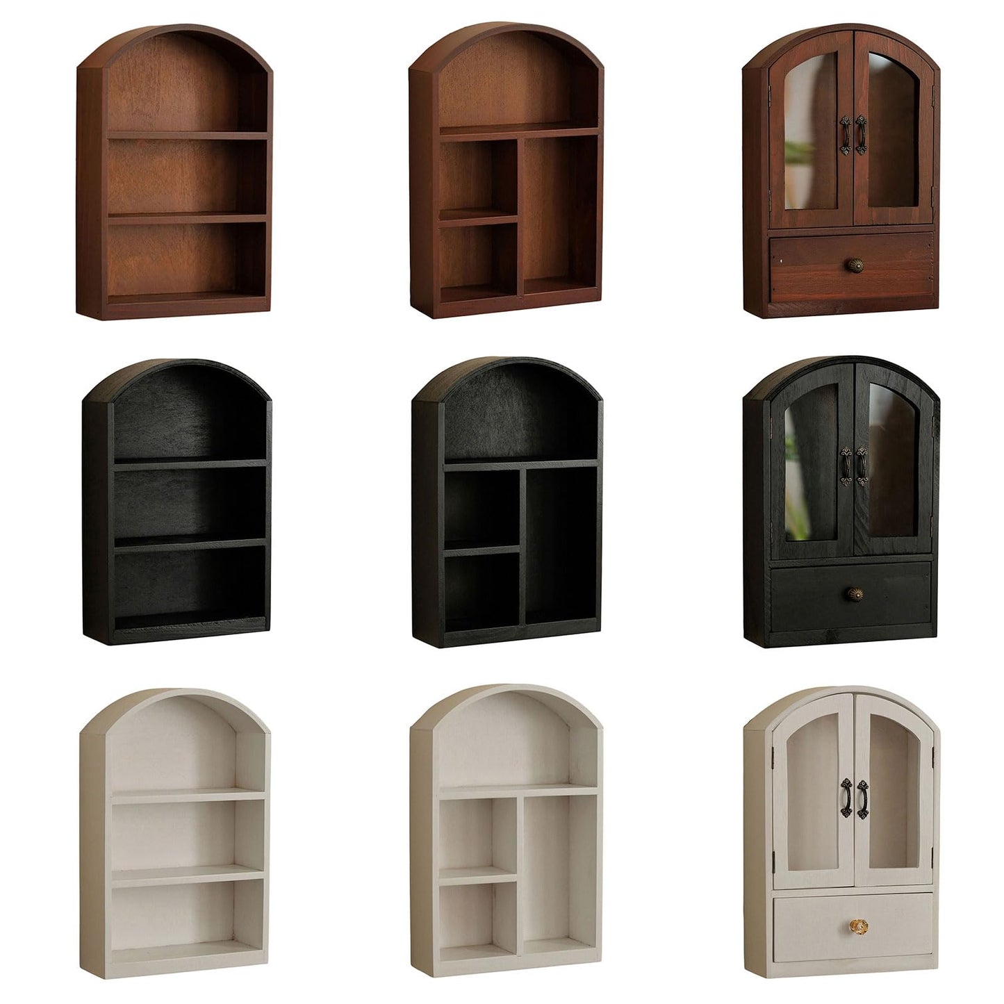 CAZSTYK Contemporary Wooden Desktop Storage Cabinet Glass Front Panel Multipurpose Home Decor Open Shelf Storage Box Wooden Desktop Planner