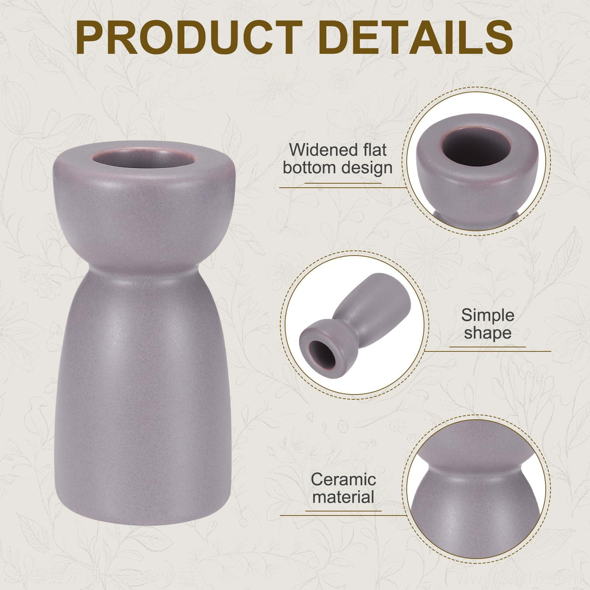 uxcell 2 Pack Candlestick Holder Purple Ceramic Taper Candle Holder Candle Stand Holders Modern Style Decoration for Centerpiece Tabletops Anniversary