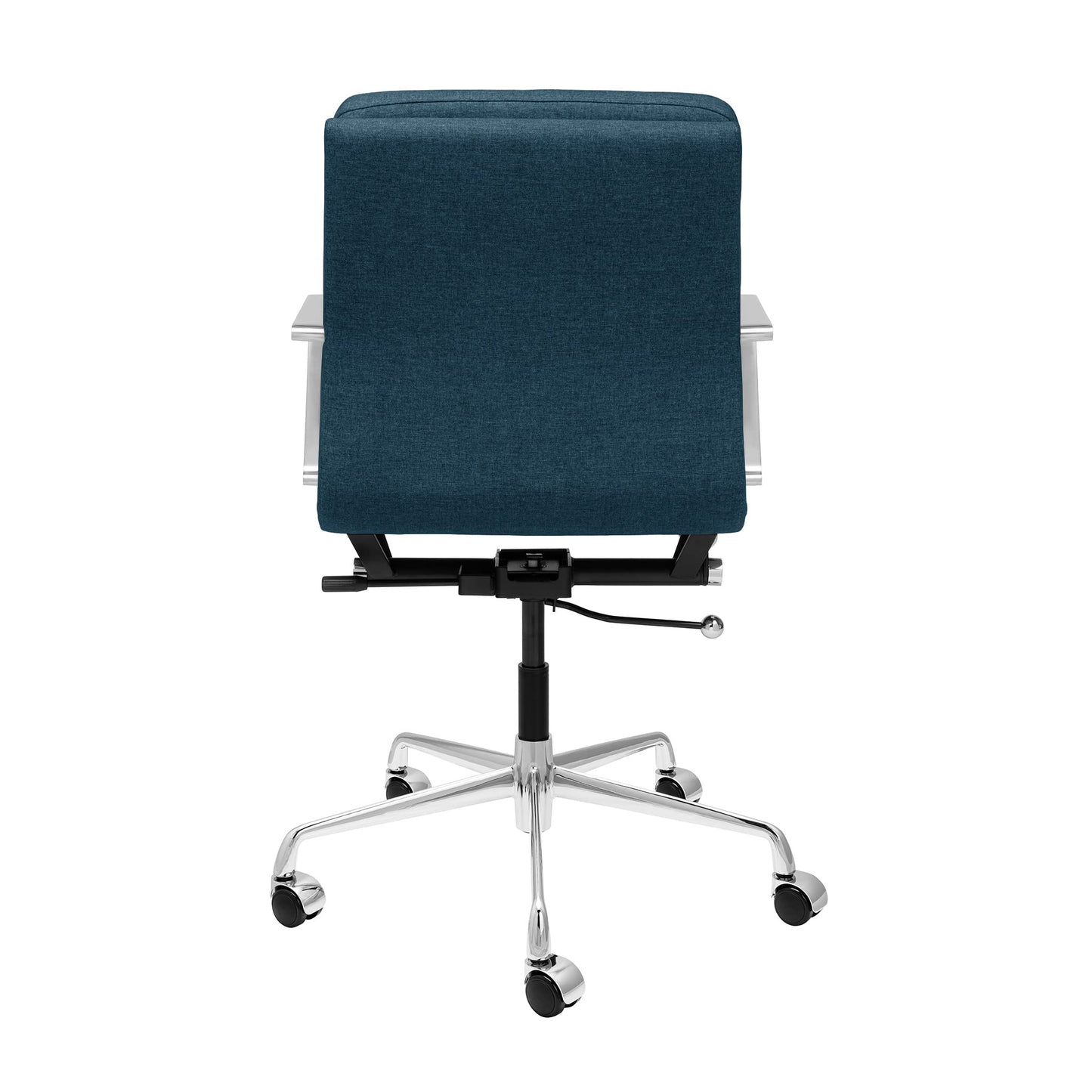 Laura Davidson Furniture SOHO II Padded Management Office Chair - Mid Back Desk Chair with Arm Rest, Swivel & Cushion Availability, Made of Poly-Cotton Fabric, Dark Blue Fabric, Computer Chair