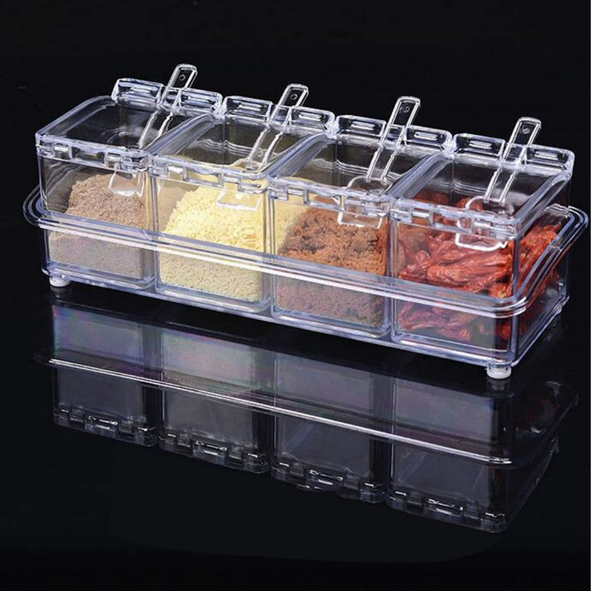 Pilipane Kitchen Seasoning Jar Set Acrylic Condiment Storage Box Transparent Salt Sugar Jar Set for Kitchen Storage Acrylic Material 4pcs