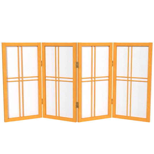 2 ft. Short Desktop Double Cross Shoji Screen - Honey - 4 Panels
