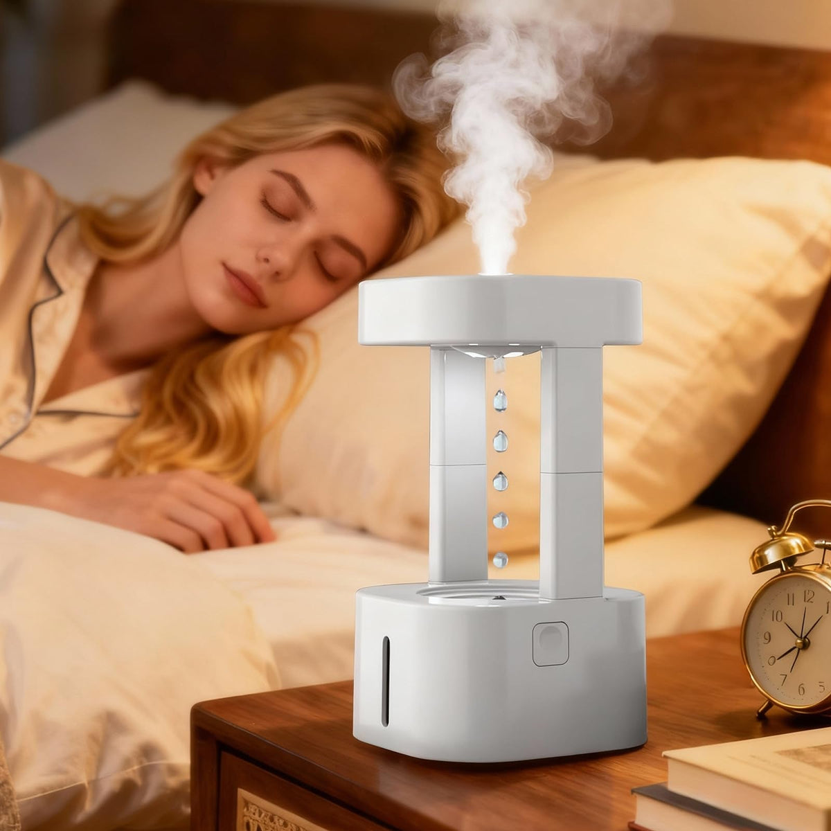 Anti-Gravity Humidifier, Levitating Water Fountain with 7-Color Mood Light, 3-in-1 Tabletop Fountain & Mini Humidifier for Home Office Bedroom, Novelty Gift