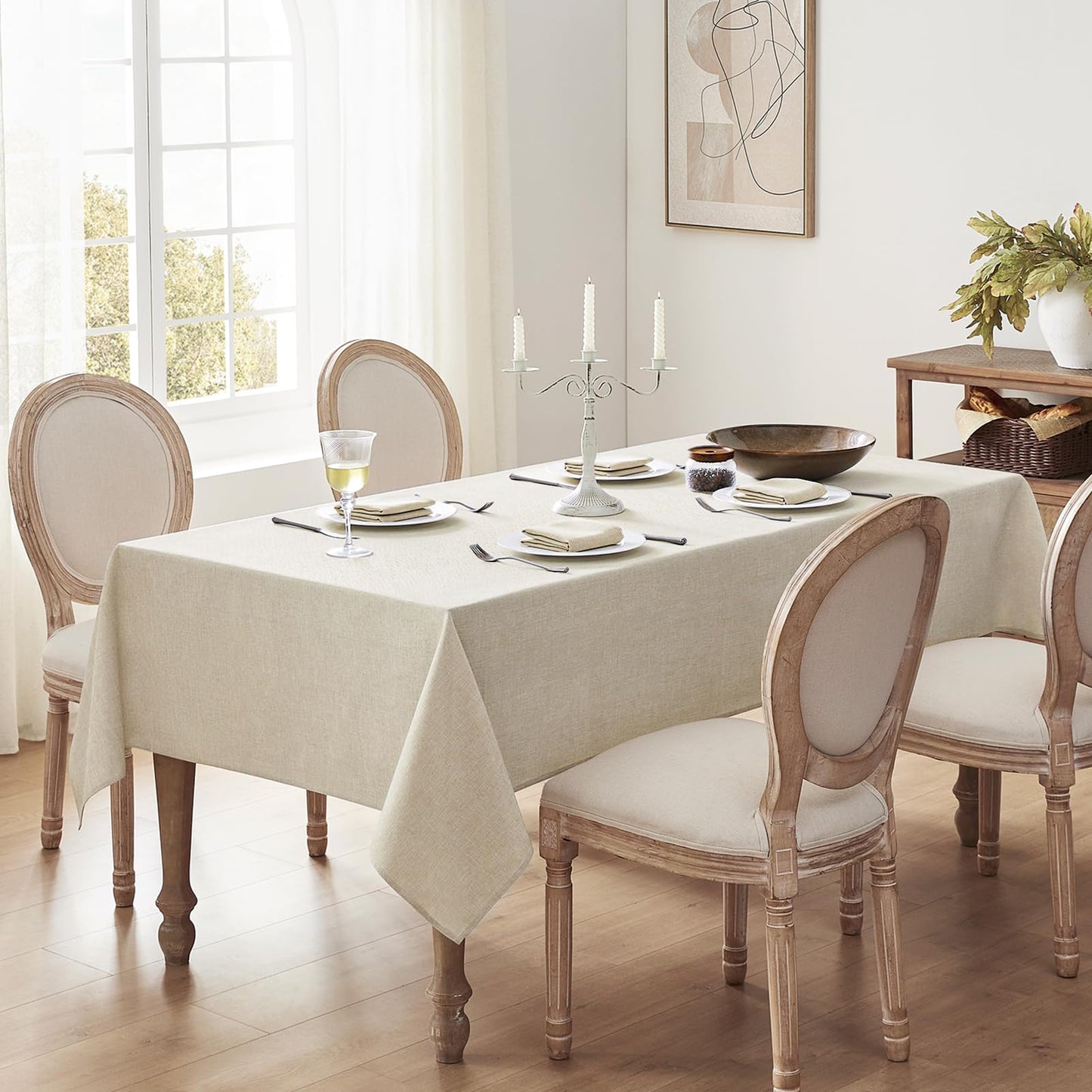 Softalker Large Tablecloths Rectangular 120 x 60 inch Linen Textured Table Cloth Outdoor Waterproof, Stain and Wrinkle Resistant,Sage Green Table Cloths for 6/8 Foot Rectangle Tables Decor for Spring