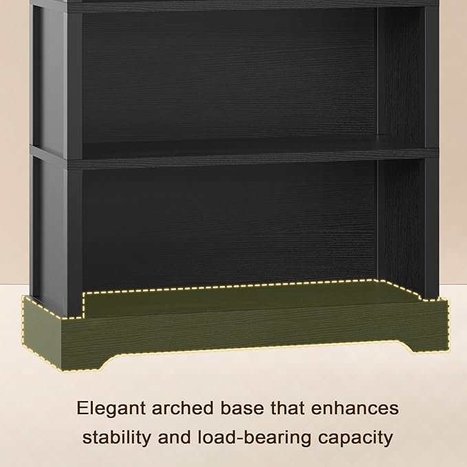 TVU 5-Tier Wooden Bookshelf, 31.5" W Standing Book Shelf