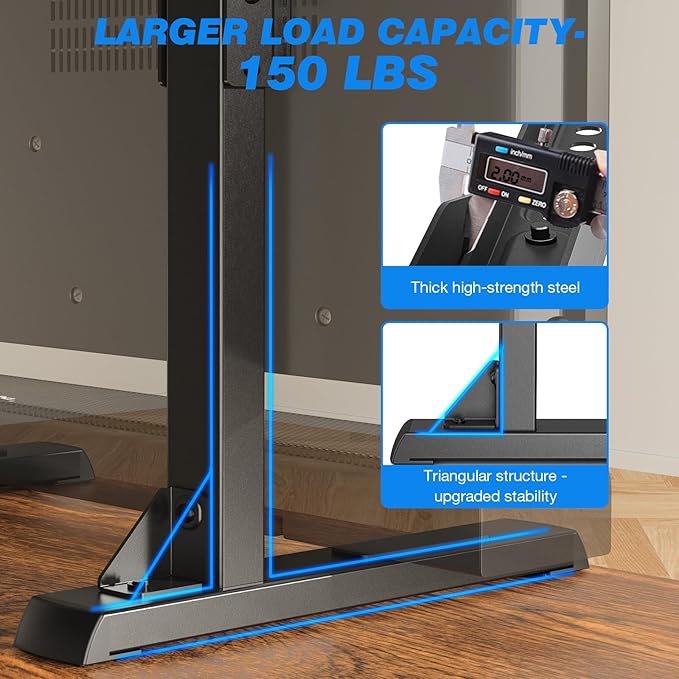 Rfiver Table Top TV Stand with Height Adjustable TV Legs, TV Stands Base with