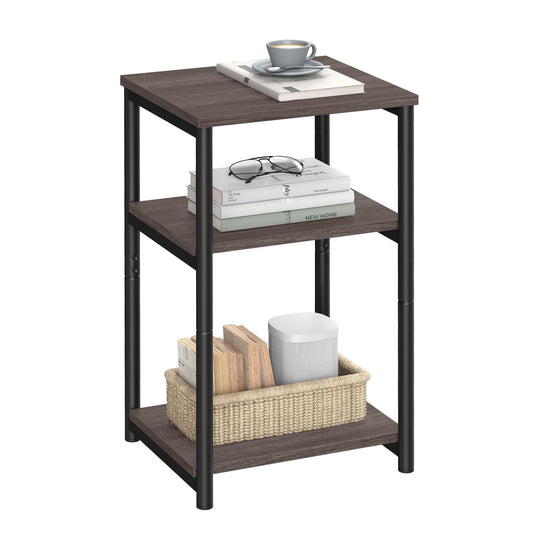 VASAGLE BARNET Collection - Side Table, Small End Table for Living Room, Modern Tall Nightstand, Bedroom, Office, Bathroom, Steel Frame, Chestnut Brown and Ink Black ULET273B74