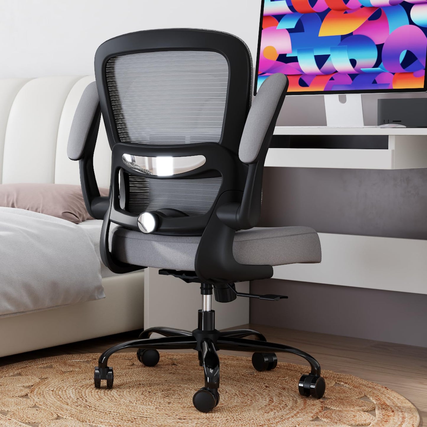 TRALT Office Chair - Ergonomic Desk Chair with Adjustable Lumbar Support, Mesh Computer Chair, Executive Chair for Home Office Comfortable Lumbar Support (Fog Gray)