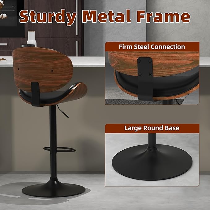 civama Bar Stools Set of 4 for Kitchen Counter, Adjustable Bar Height Chairs