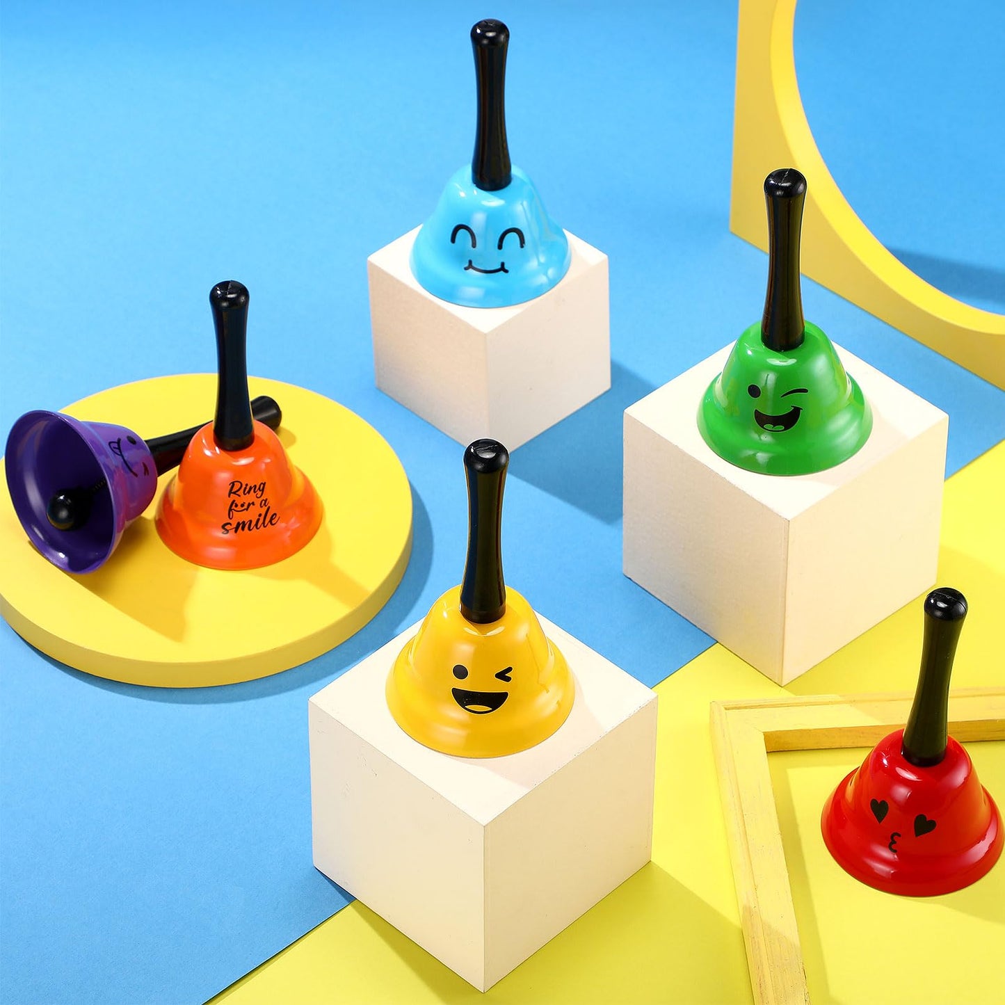 MorningRo 6 Pcs Call Bell Ring Service Hand Bell Smile Ringing for Desk Classroom Hotel Counter Reception Restaurant Food Line, Wedding Events(6 Color)