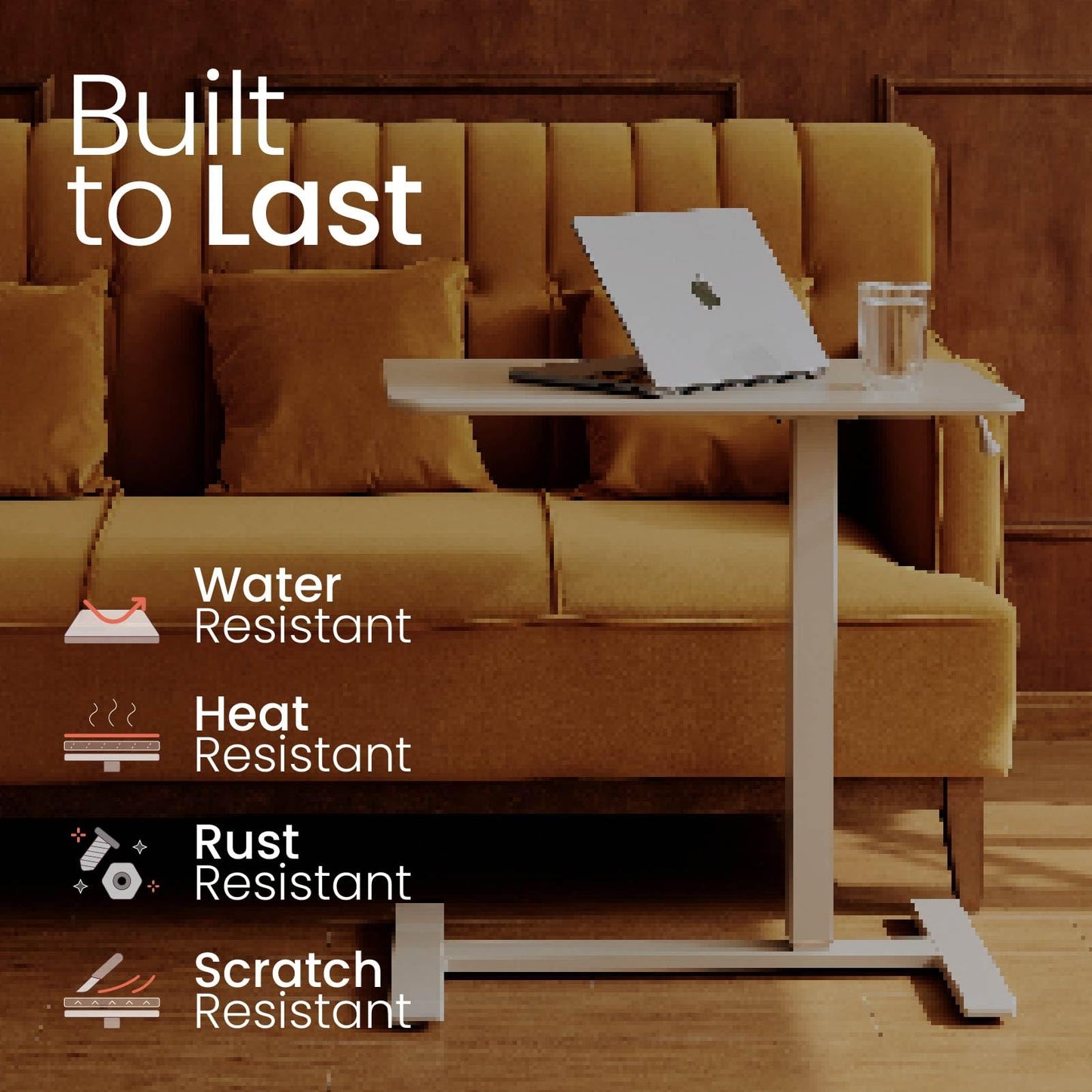 TopJob ANYDESK NEST Mobile Standing Desk, Portable with Hidden Wheels Non Folding, Sit Stand Desk, Computer Workstations, Home Use, Couch Side Table, Bedside Table, Kitchen Prep Table (Mist)