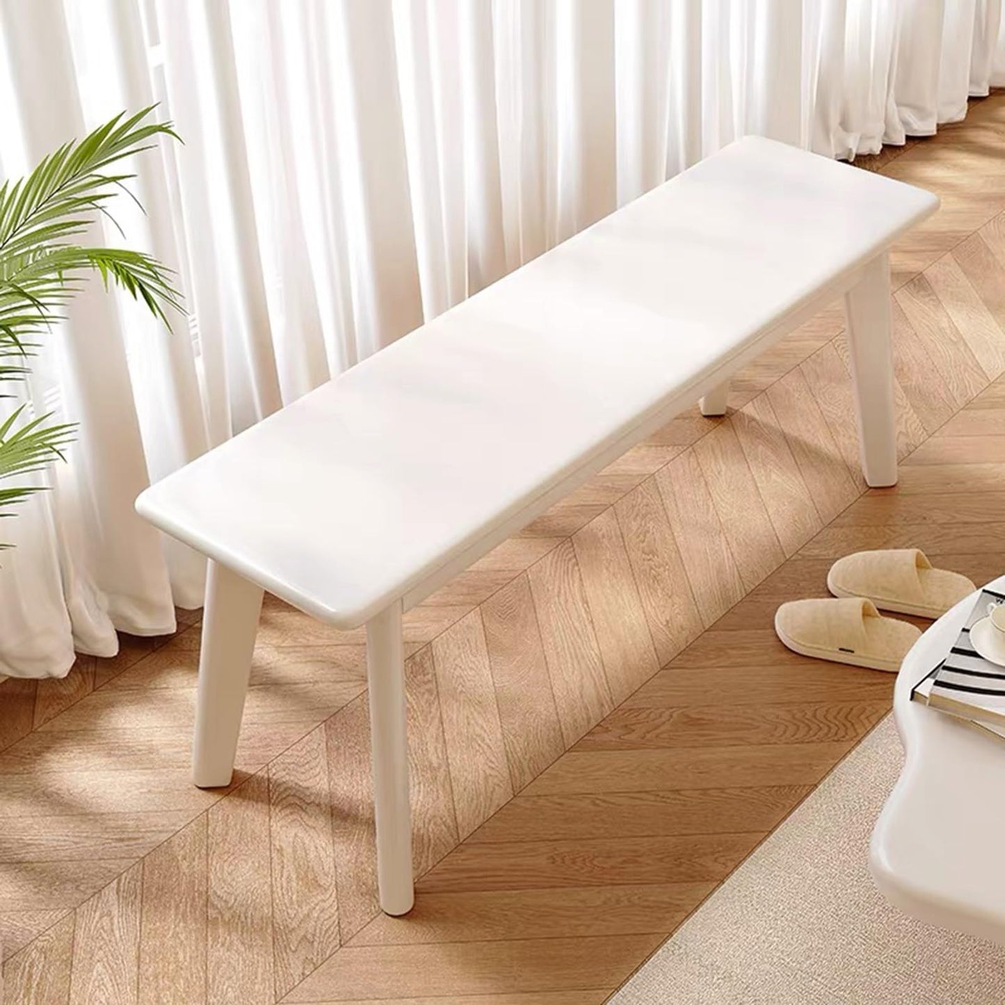 LWJQRSP Wooden Shoe Storage Bench for Entryway Dining Room Indoor/Outdoor UseIvory White 150 * 30 cmPerfect for Patio Porch End of Bed and Lawn nization