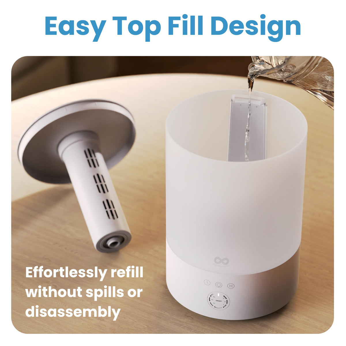 Everlasting Comfort 2.5L Top Fill Humidifier for Bedroom – Quiet, Easy to Fill & Clean, 24HR Runtime, Night Lights, Timer, Ultrasonic Cool Mist, Auto Shut-Off, Essential Oil Diffuser - White