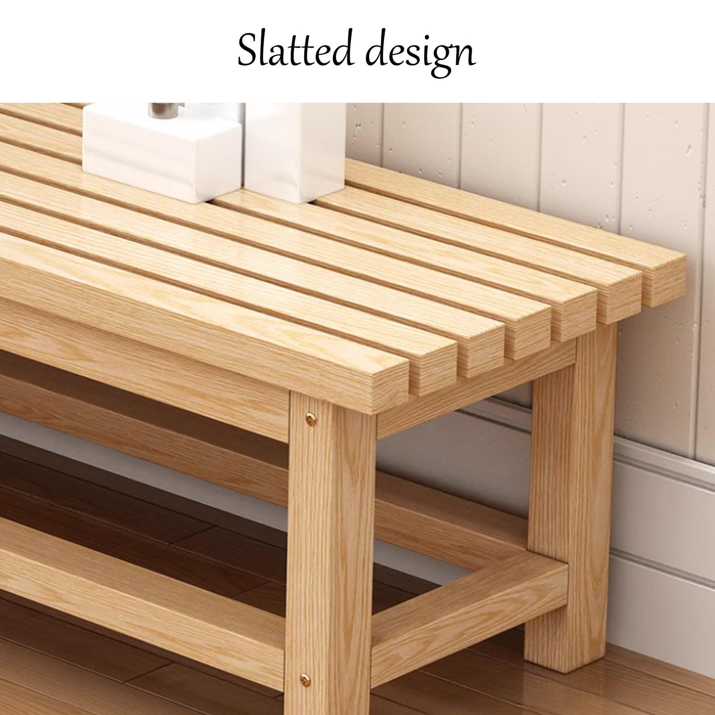 Wooden Patio Bench for 2, Backless Slatted Garden Seat, Indoor/Outdoor Furniture for Balcony, Porch, Lawn, Backyard, Perfect for Plants - 100x40x40cm,100x40x40cm